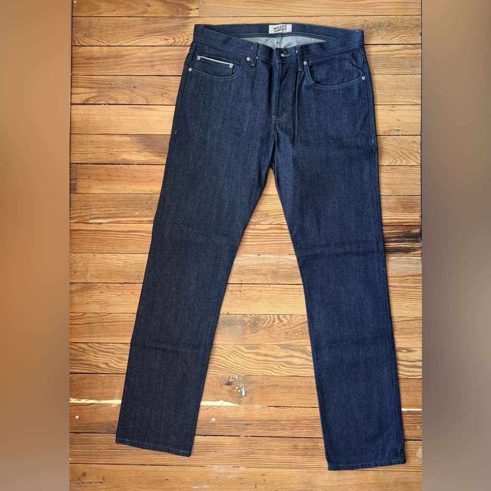 Naked and Famous - Weird Guy 011083 Indigo Selvedge Men's Straight Jeans 36x36